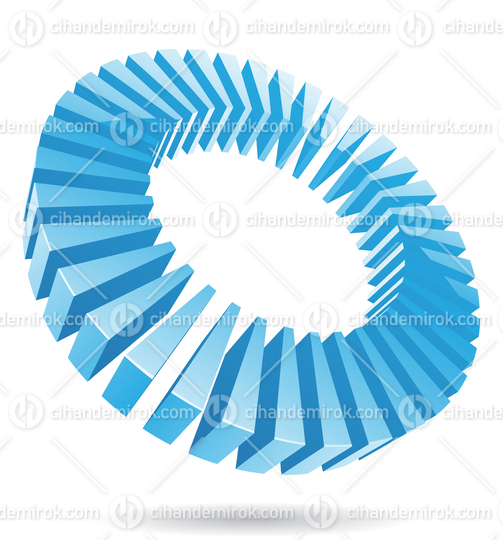 Ice Blue 3d Abstract Round Logo Icon with Rectangular Pieces