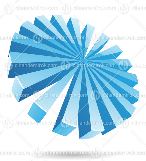 Ice Blue 3d Round Abstract Logo Icon with Triangular Pieces