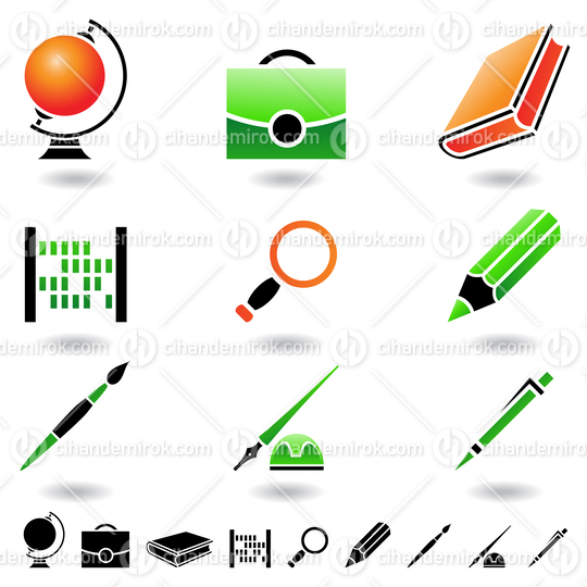 Icons of School Items and Educational Objects