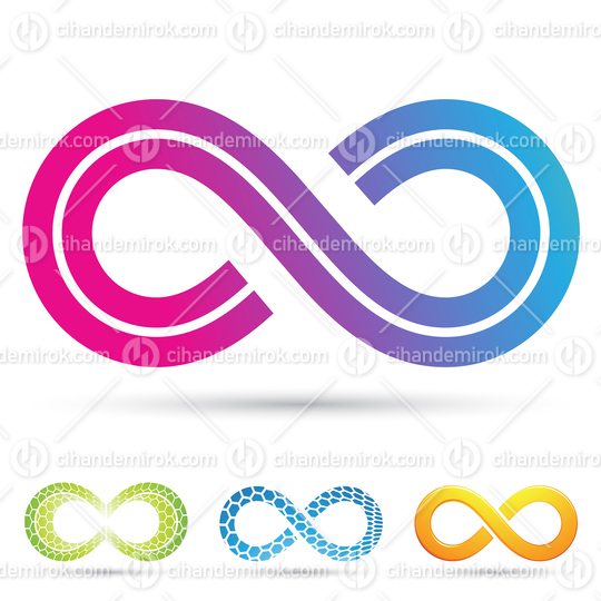 Infinity Symbol with Blue and Magenta Retro Stripes
