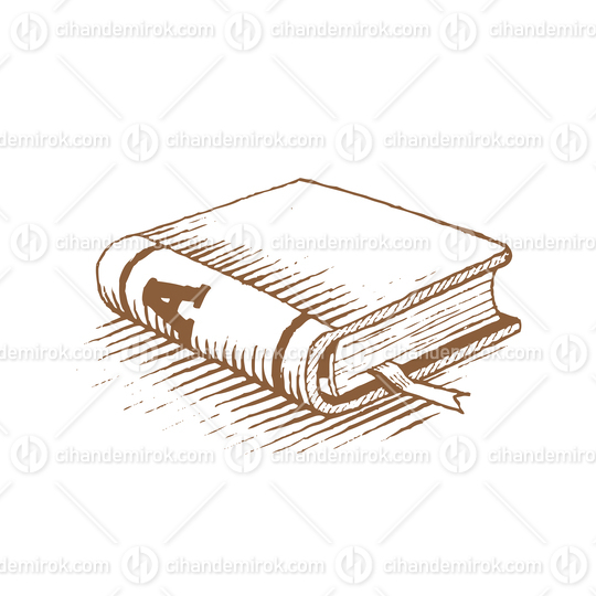 Ink Drawing of a Brown Book Vector Illustration