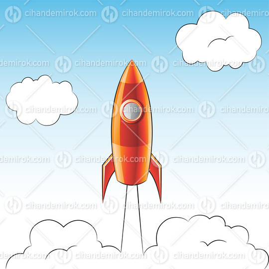 Launching of an Orange Rocket