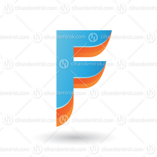 Layered 3d Blue Icon for Letter F Vector Illustration