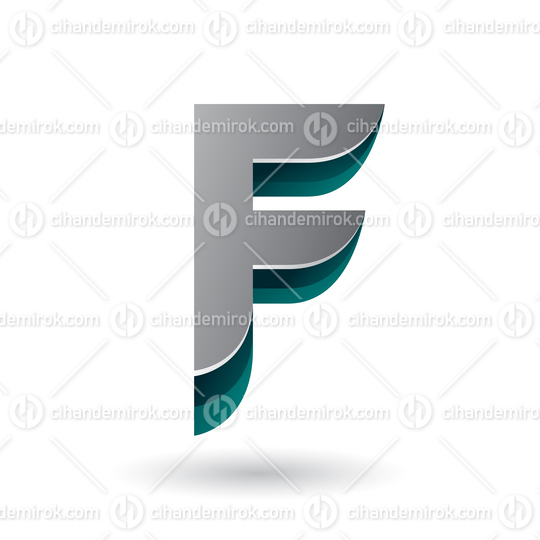 Layered 3d Grey Icon for Letter F Vector Illustration