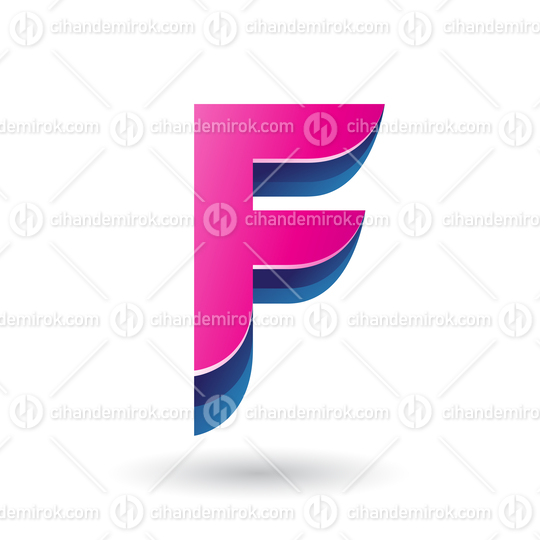 Layered 3d Magenta Icon for Letter F Vector Illustration