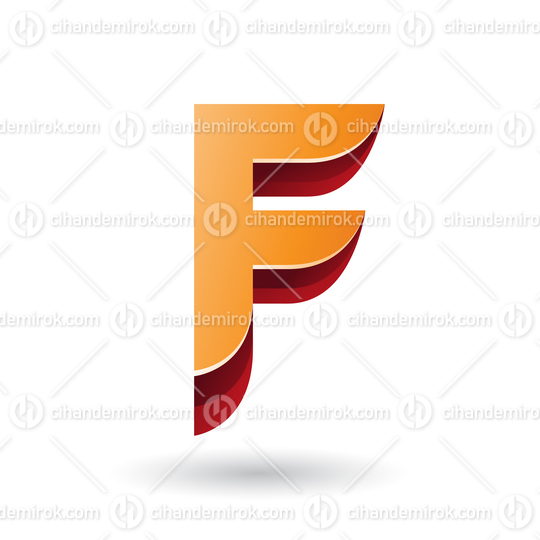 Layered 3d Orange Icon for Letter F Vector Illustration