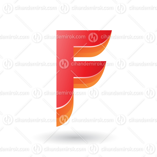 Layered 3d Red Icon for Letter F Vector Illustration