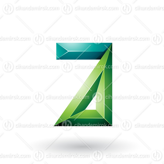 Light and Dark Green 3d Geometrical Embossed Letter A