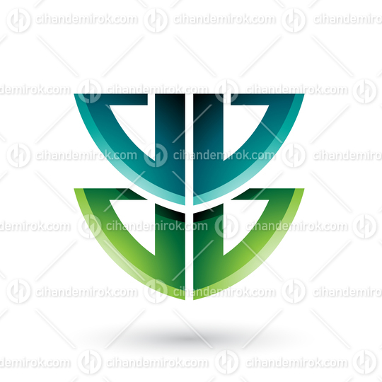 Light and Dark Green Shield Like Shape of Letters A and B