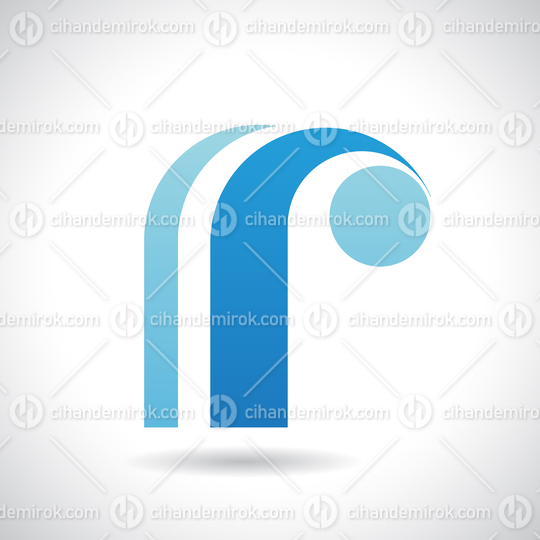 Light Blue and Blue Round Retro Striped Logo Icon of Letter R