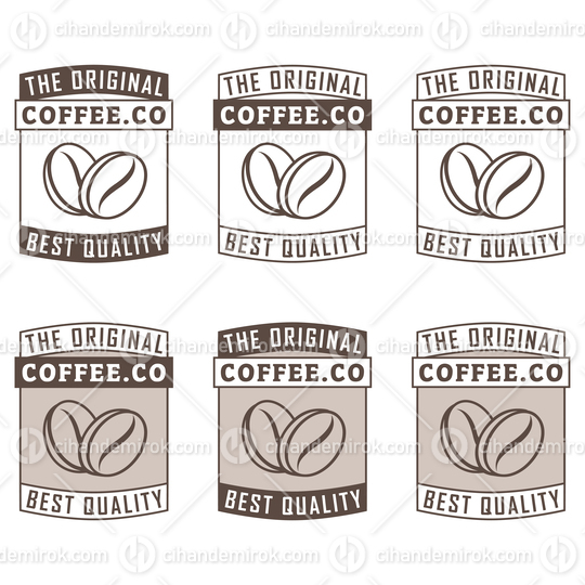 Line Art Coffee Beans Icons with Text