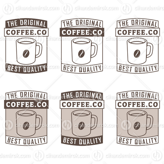 Line Art Coffee Mug and Bean Icons with Text