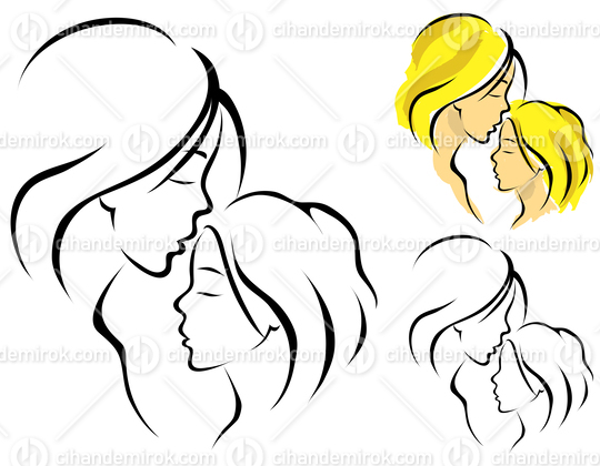 Line Art Logo of Mother and Daughter