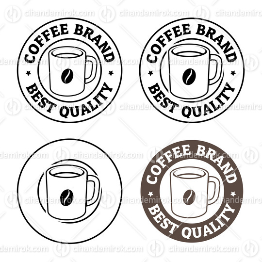 Line Art Round Coffee Mug and Bean Icons with Text - Set 3