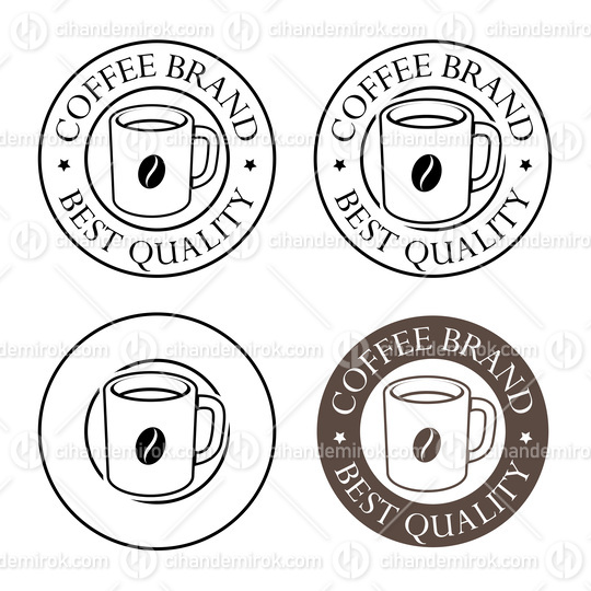 Line Art Round Coffee Mug and Bean Icons with Text - Set 4