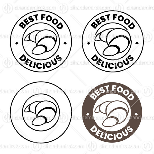 Line Art Round Croissant Icons with Text - Set 3