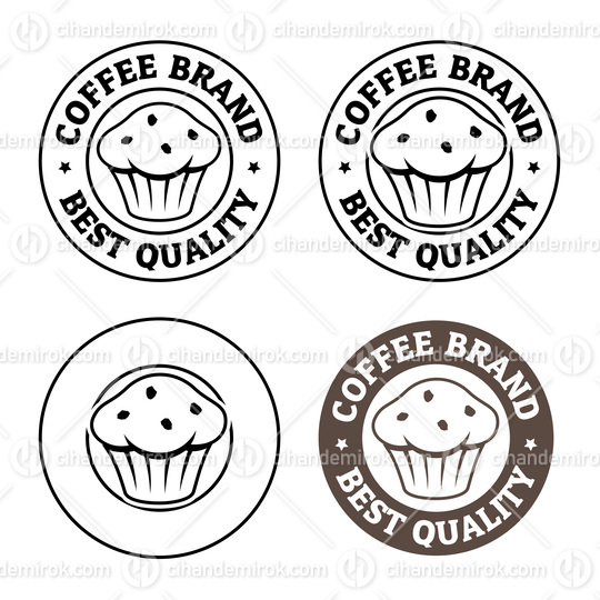 Line Art Round Muffin Icon with Text - Set 1