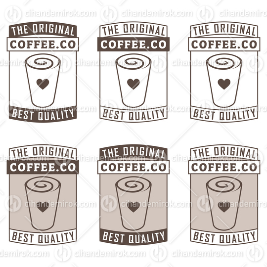 Line Art Swirly Iced Coffee Icon with Text