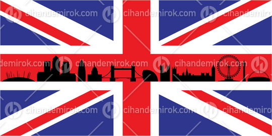 London City Skyline on a Union Jack Flag