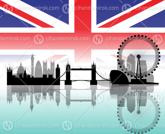 London with Extreme Details and Transparency Over Union Jack Flag