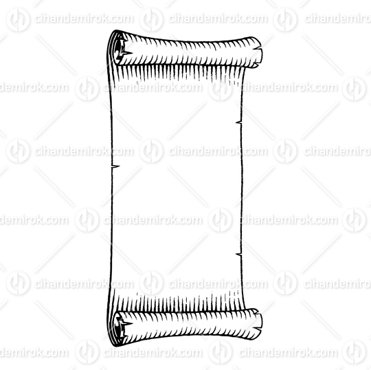 Long Vertical Old Banner, Scratchboard Engraved Vector