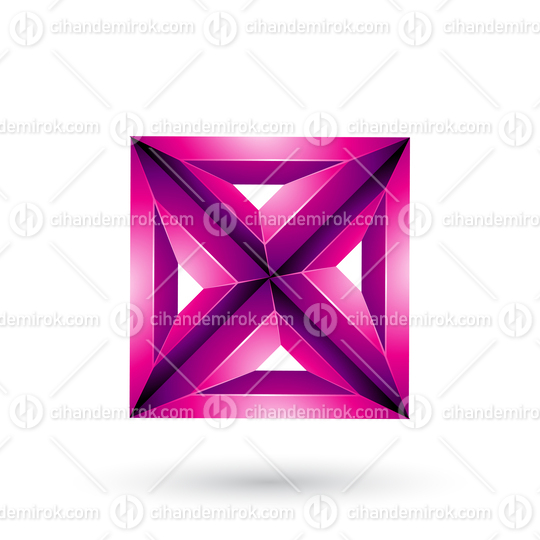 Magenta 3d Geometrical Embossed Square and Triangle X Shape