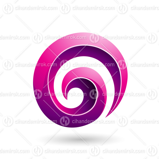 Magenta 3d Glossy Swirl Shape Vector Illustration