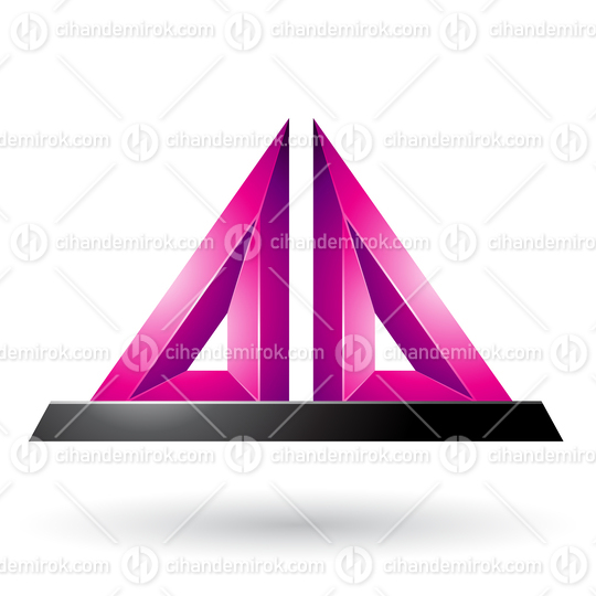 Magenta 3d Pyramidical Embossed Shape Vector Illustration