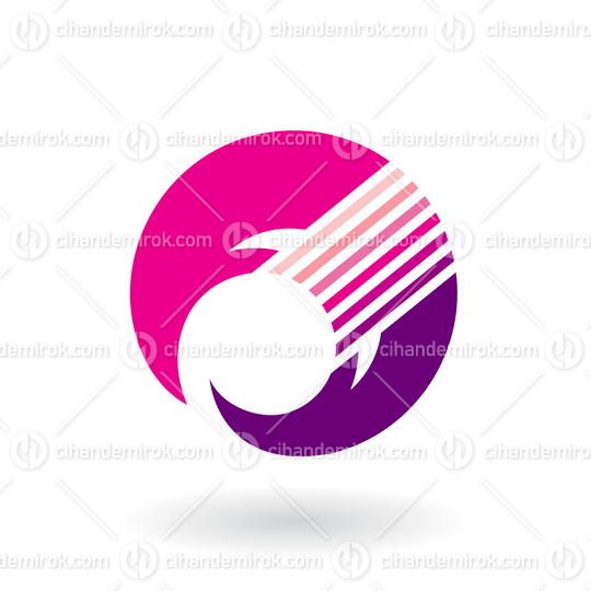 Magenta Abstract Crescent Shape with Horizontal Stripes