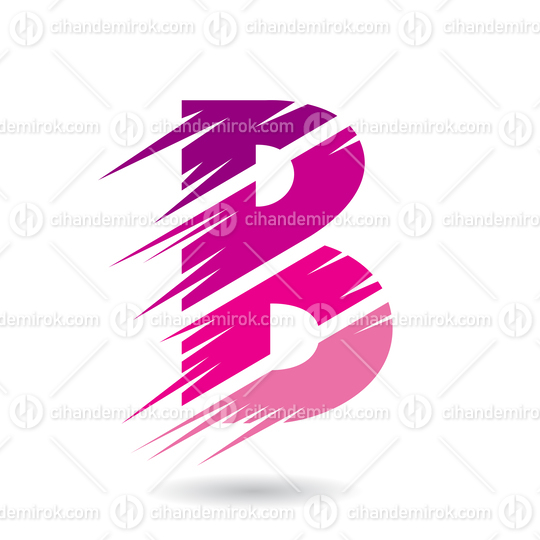 Magenta Abstract Letter B Symbol with Swooshed Stripes