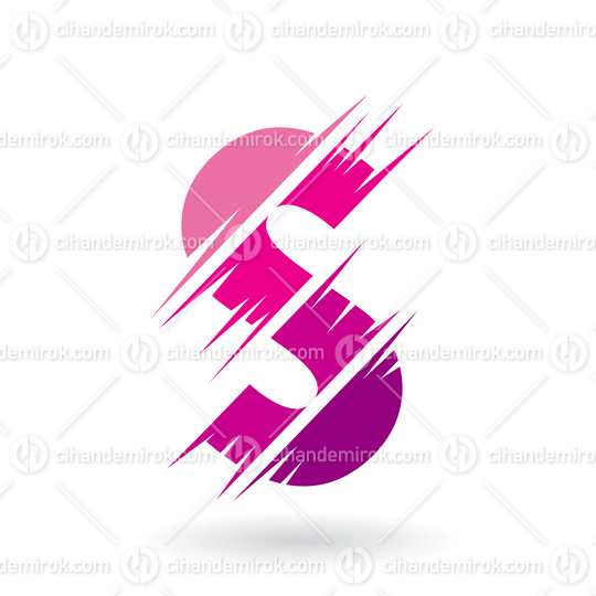 Magenta Abstract Letter S Icon with Swooshed Stripes