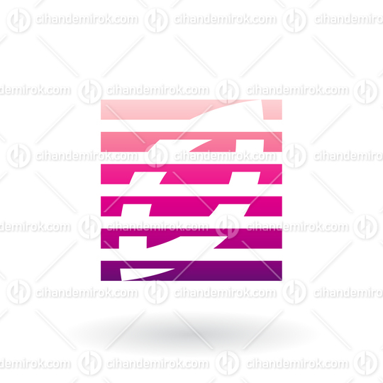 Magenta Abstract Square Wheat Grain Icon with Stripes
