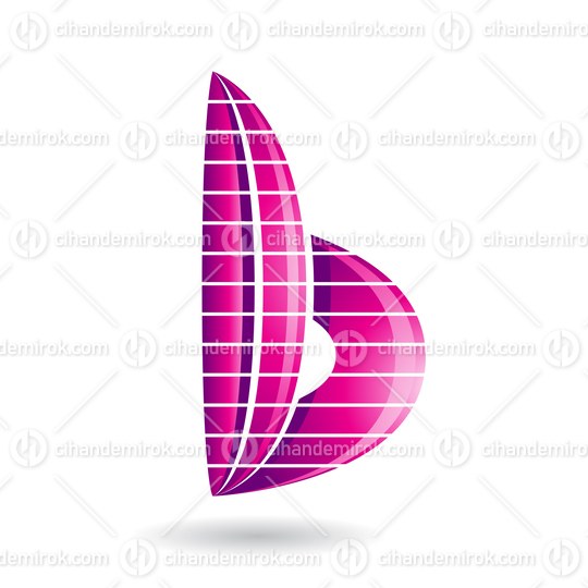 Magenta Abstract Striped Skyscraper Shaped Letter B Icon