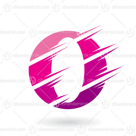 Magenta Abstract Uppercase Letter O with Swooshed Stripes