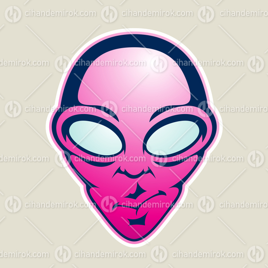 Magenta Alien Head Cartoon Icon Vector Illustration