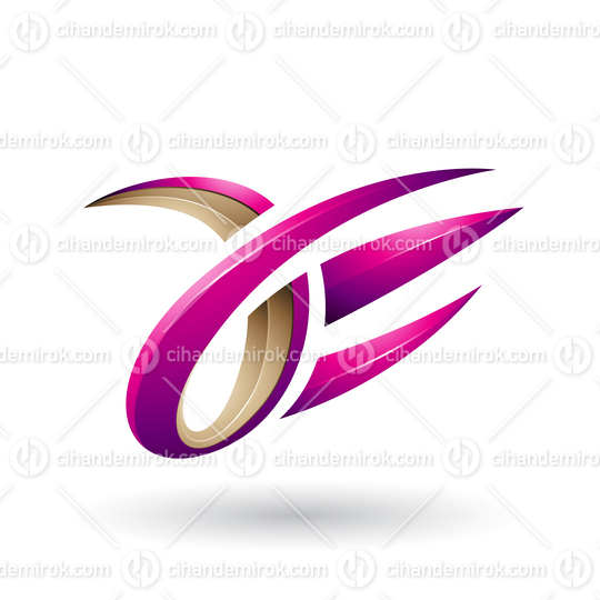 Magenta and Beige 3d Claw Shaped Letter A and E
