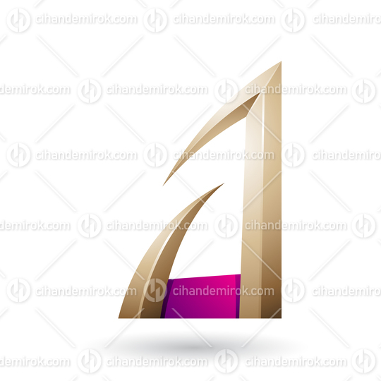 Magenta and Beige Arrow Shaped Letter A Vector Illustration