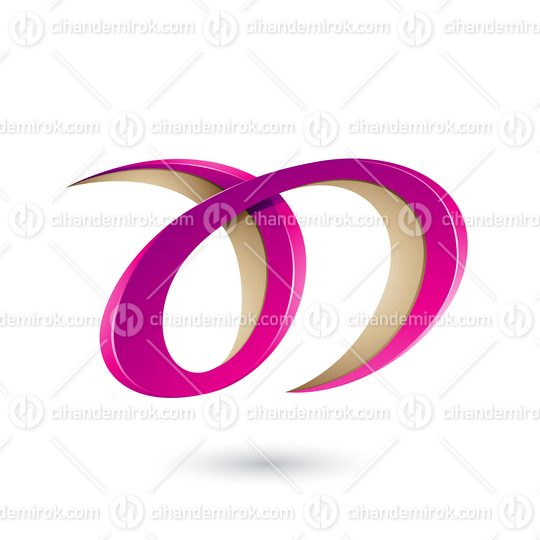 Magenta and Beige Curvy Letter A and D Vector Illustration