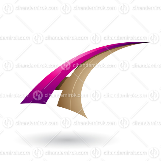 Magenta and Beige Dynamic Flying Letter A Vector Illustration