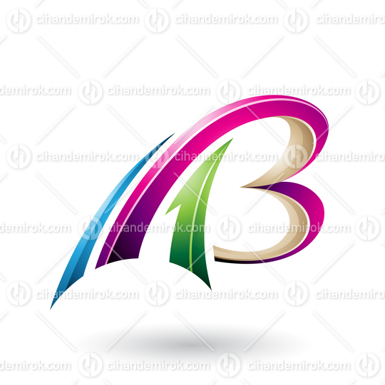 Magenta and Beige Flying Dynamic 3d Letters A and B
