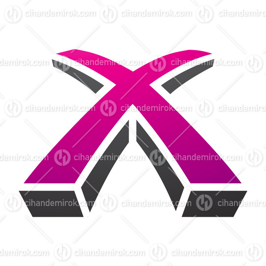 Magenta and Black 3d Shaped Letter X Icon