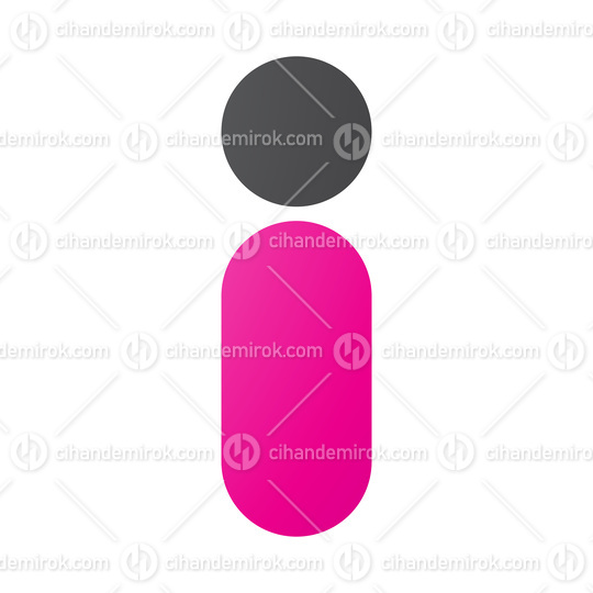 Magenta and Black Abstract Round Person Shaped Letter I Icon