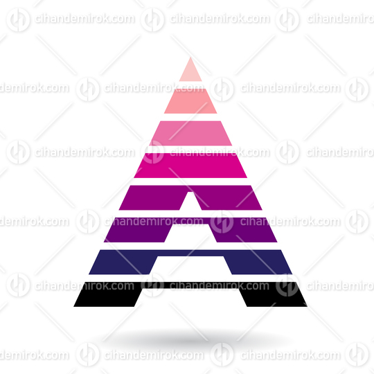 Magenta and Black Abstract Striped Sleek Icon of Letter A