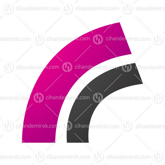 Magenta and Black Arc Shaped Letter R Icon