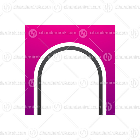 Magenta and Black Arch Shaped Letter N Icon