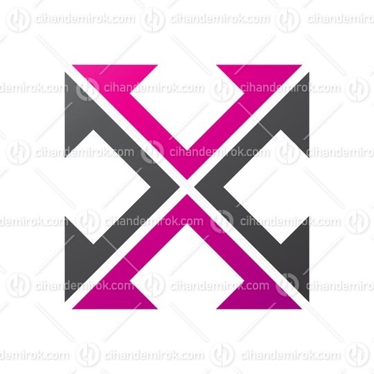 Magenta and Black Arrow Square Shaped Letter X Icon