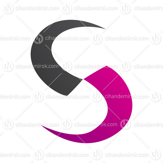 Magenta and Black Blade Shaped Letter S Icon