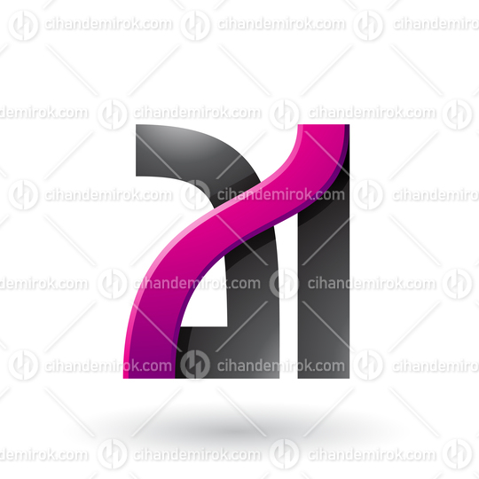 Magenta and Black Bold Dual Letters A and I Vector Illustration