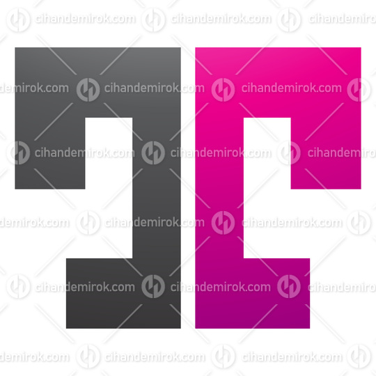 Magenta and Black Bold Split Shaped Letter T Icon