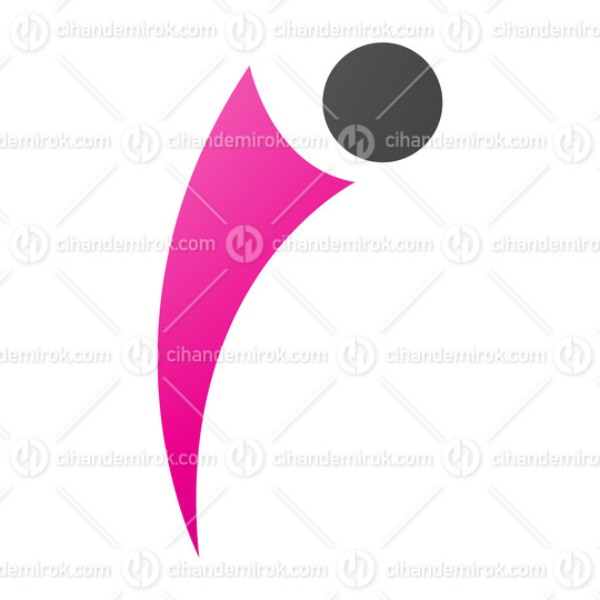 Magenta and Black Bowing Person Shaped Letter I Icon